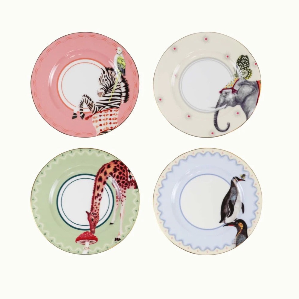 Yvonne Ellen London Tea-Time Set of 4 Tea Plates, Carnival Animals - Picture 13 of 15